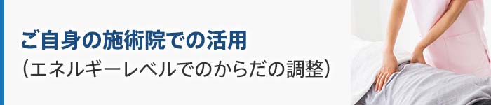 ご自身の施術院での活用 (エネルギーレベルでのからだの調整)